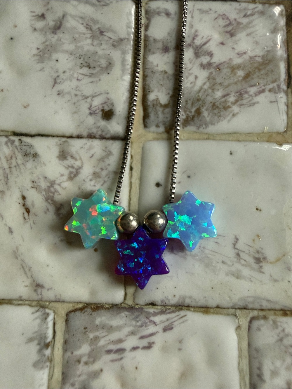 Artisan Turquoise, Blue & Purple 3 Stars Opal Necklace